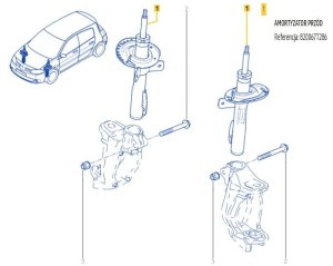Shock Absorber Front 8200677286 Renault Megane II Sport New Original