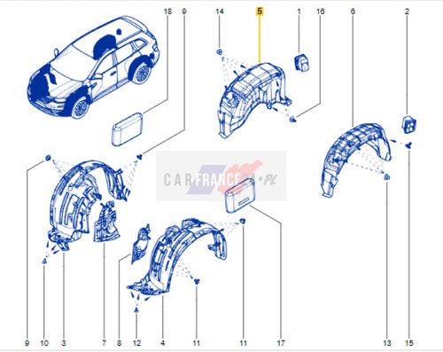 Wheel Arch Right Rear 767484506R OE Renault Koleos II 2019