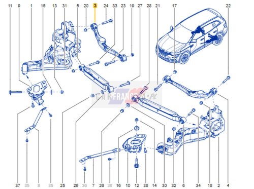 Control Arm Right Rear Upper 551205HA0B OE Renault Koleos II