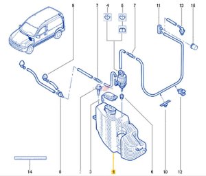 Windshield Washer Fluid Reservoir 2748000QAF New OE Renault Kangoo
