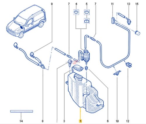 Windshield Washer Fluid Reservoir 2748000QAF New OE Renault Kangoo