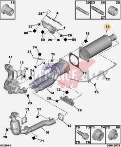 Particulate Filter 2.7HDI 174032 Reg. OE PSA Peugeot 407