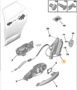 Door Lock 9823729080 Right Rear New OE Citroen Peugeot 3008