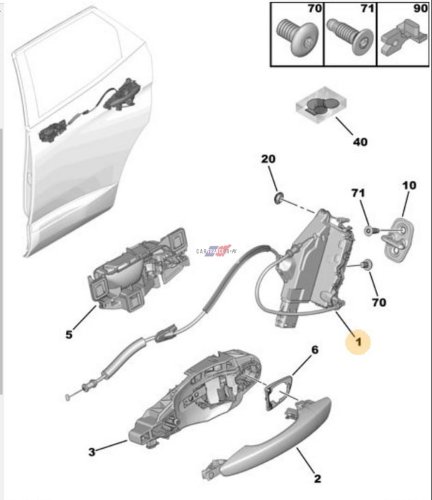 Door Lock 9823729080 Right Rear New OE Citroen Peugeot 3008