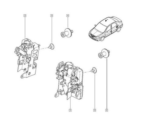 Door Lock Mechansim   6001547507 Lewy Tył Dacia Logan Original