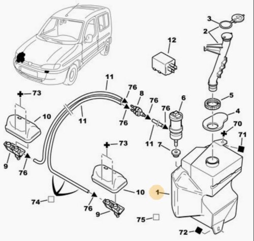 Washer Tank 6431A7 Citroen Berlingo 1, Peugeot Partner 1 Original